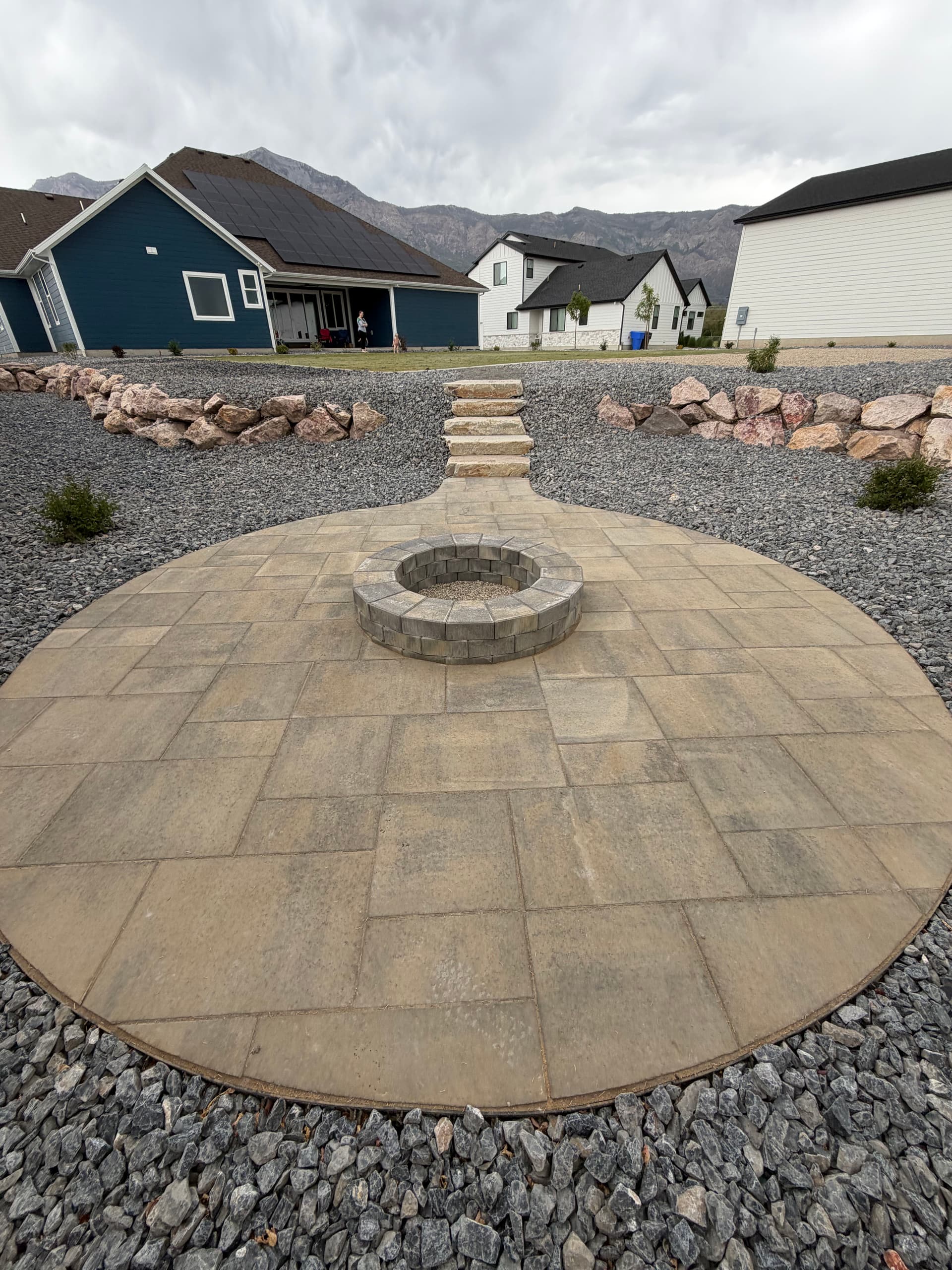 Gallery photos for Backyard Fire Pit Paver Patio and Xeriscape Build in Pleasant View: Image #2