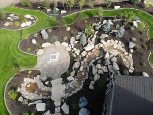 Aerial view of Landscape Installation at Lone Pine Landscape